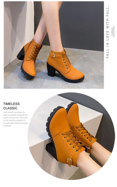 Korean%20fashion%20boots%20for%20women%20ladies%20ankle%20Pointed%20Toe%20Short%20Boots%20Casual%20box%20Heels%20Shoes%20-%20Image%205