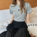 2021 Summer New Embroidered Loose Student Women's Shirt Short Sleeve T Women's T-shirt ins Trendy Women's Clothing. 