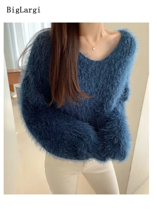 Lantern%20Sleeve%20Knitted%20Mohair%20Sweater%20Women%20Pullover%20Lazy%20Oaf%20Ladies%20Jumpers%20Tops%20Femme%20Korean%20Casual%202022%20Autumn%20Pull%20Femme%20-%20Image%204