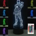 【Hey my home】LED Superhero 3D Table Lamp Optical Illusion Smart Light Desk Lamps With USB Power Cable Remote Control Iron Man. 