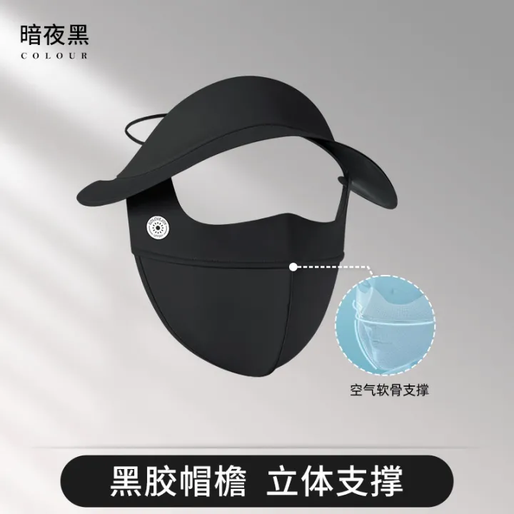 New%20Sunscreen%20Face%20Mask%20Summer%20Full%20Face%20Sunshade%20Black%20Rubber%20Brim%20Uv%20Protection%20Ice%20Silk%20Three-Dimensional%20and%20Breathable%20Sunscreen%20Mask%20-%20Image%209