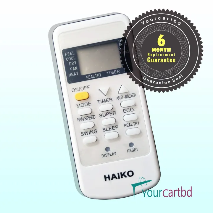Haiko Air Conditioner Remote Control Haiko AC Remote Control | Daraz.com.bd