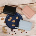 Solid Color Women's Short Wallet Fashion PU Leather Mini PU Leather Card Holder Large Capacity Zipper Mini Solid Color Purse for Casual Daily Use School Girls/Women.