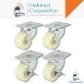 2" 4PC Universal Swivel Casters Furniture Wheel Castor White PP Nylon Dual Roller Wheel For Platform Trolley Chair Fixed Swivel-MHN. 