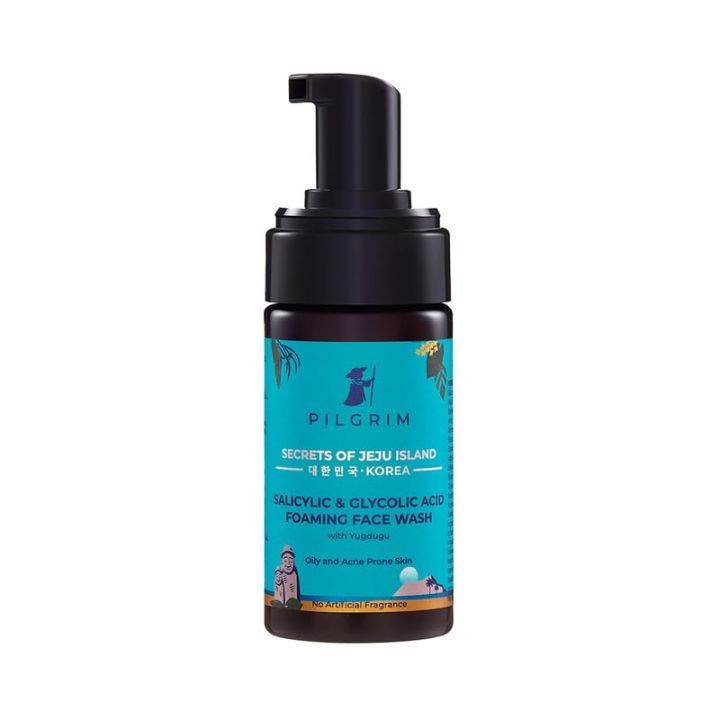 Pilgrim Korean 1.5% Salicylic(Bha) & 2% Glycolic Acid(Aha) Foaming Face Wash For Oily & Acne-Prone Skin-120 ml