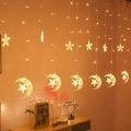 Ramadan Decoration 2024 Star Moon Curtain Garland String Light Aid EID Mubarak for Home Arabic Islam Muslim Event Party Supplies. 