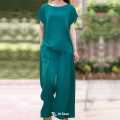 Women’s Cotton Travel Set – Light Top with Wide-Leg Cotton Trousers.