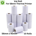 Food Panda Roll, Vat Roll 10 Pcs, 56 mm x 40 mm, Thermal Paper Roll, POS Printer Roll, Receipt Rolls For 2 Inch/58mm Printer. 