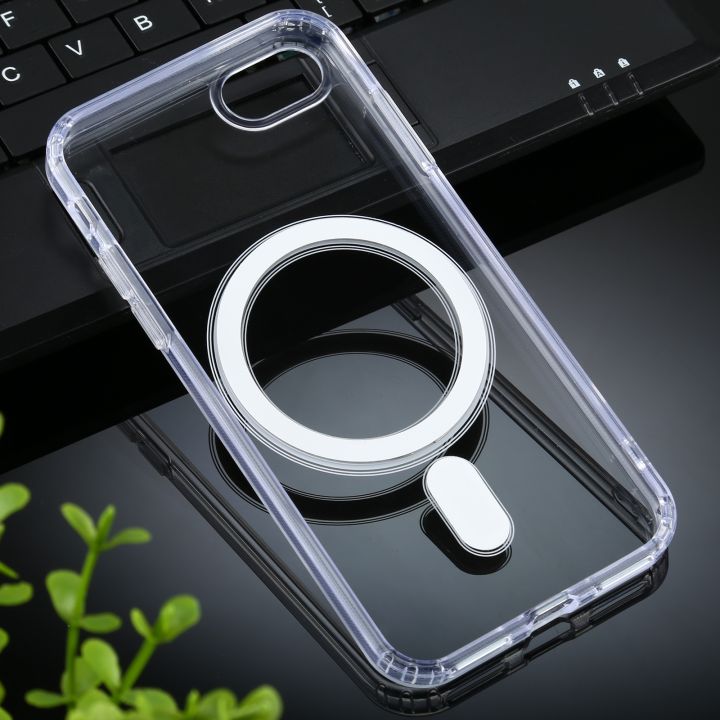 (New)For%20iPhone%20SE%202020%20/%208%20Magsafe%20Case%20Simple%20Magnetic%20Ring%20All-inclusive%20Clear%20Crystal%20Acrylic%20PC%20+TPU%20Shockproof%20Case%20-%20Image%205
