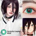 2Pieces Colorcon Color Contact Lenses Yearly Yellow Contact Lenses with Graduation Makima Cosplay. 