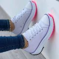 2022 Woman Platform Sneakers Women Casual Shoes Female Canvas Shoes Tennis Ladies Shoes Chunky Sneakers Lace Up Shoe Plus Size. 