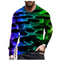 3D Digital Printed T-shirt Men Personality Visual Graffiti Pullover Long Sleeve T Shirts Super Cool Tops Tees Washed Graphic Tee.