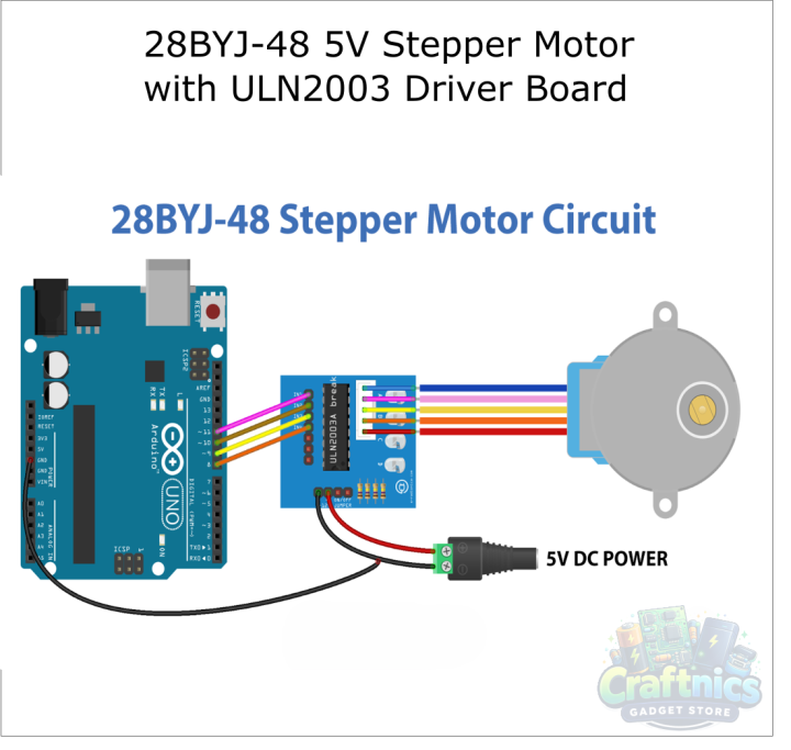 28BYJ-48 5V Stepper Motor with ULN2003 Driver Board for Arduino ...