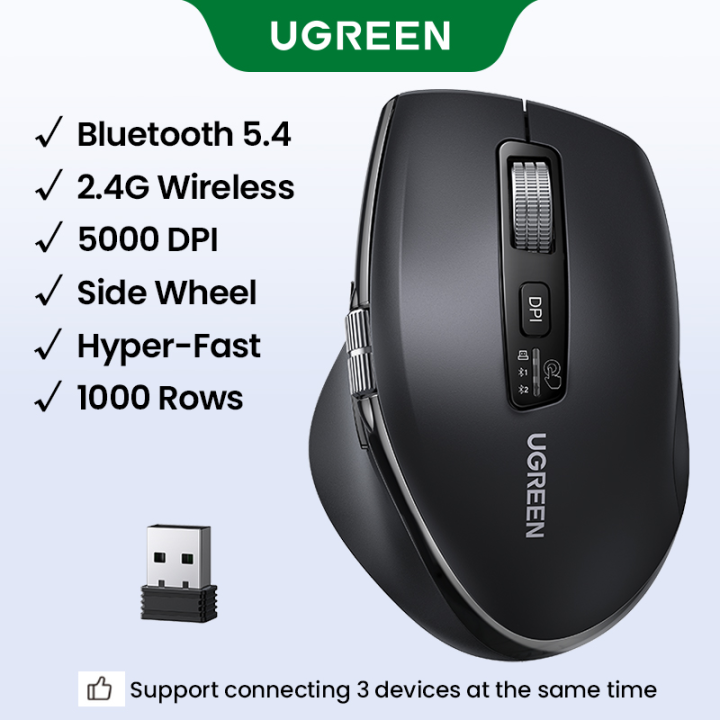 UGREEN Hyper-Fast Scroll Wireless Mouse Bluetooth 5.4 2.4G Ergonomic 5000DPI for MacBook Tablet Laptops Computer PC Mice