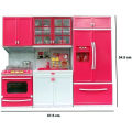 Modern Kitchen Toy Set Battery Operated Play Set with Refrigerator, Accessories, Fruits, Music and Lights, Pretend Play Toy (18X12 Inches).