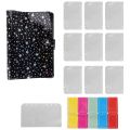 11Pcs A6 Budget Binder PVC 6 Ring Refillable Binder Cover with 9 Binder Pockets/1 Binder Card / 1 Label (Black Stars). 