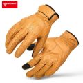 Motowolf Retro Leather Men's Motorcycle Gloves Summer Breathable Motorcyclist Gloves Yellow Black Biker Gloves Perforated.