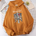 Heart Protected By Ribs Printing Hoodies Men Vintage Street Sweatshirt Warm Graphic Clothing Unique Shoulder Drop Hoodie Men'S.