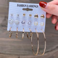 Fashion Creative Butterfly Pearl Tassel Earring Set Simple Elegant Geometric Drop Earring Set Women Jewelry Accessories.