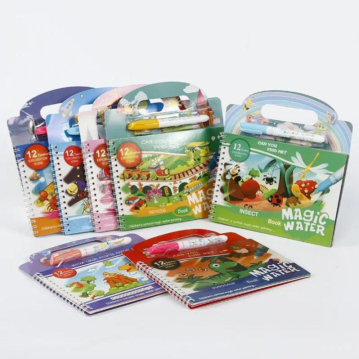 Children Painting Drawing Toys Reusable Coloring Book Magic Water Drawing Book Sensory Early Education Toys for Kids SnowWhite