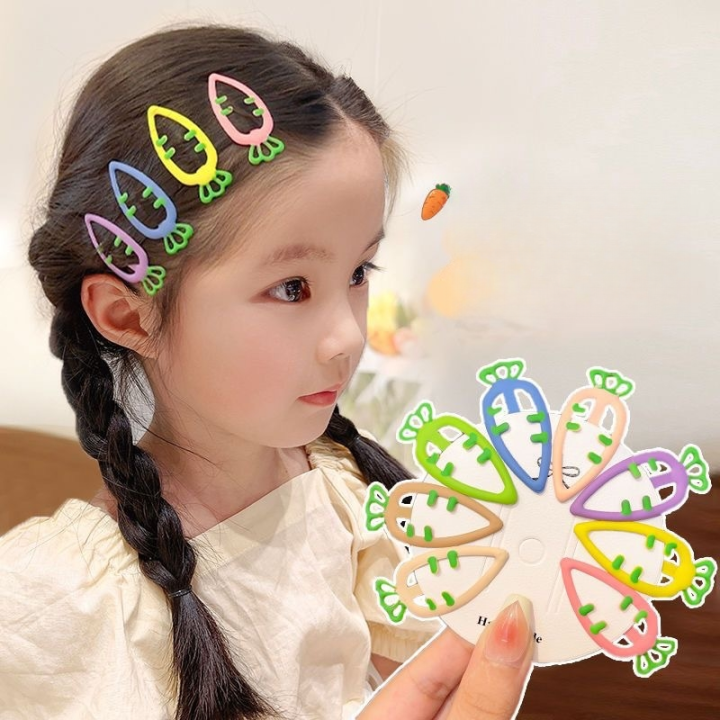 Candy Color Hairpin Cute Hollowed Children's Hair Accessories Lightweight Carrot Design BB Clip for Wear Kids Styling Girls'