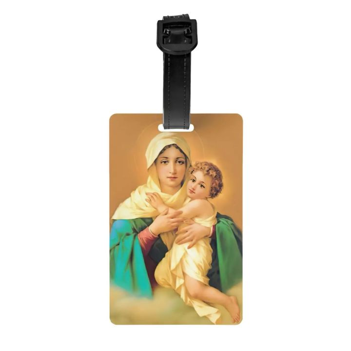 Our Lady Of Schoenstatt Luggage Tag With Name Card Virgin Mary Catholic Saint Privacy Cover ID Label for Travel Bag Suitcase