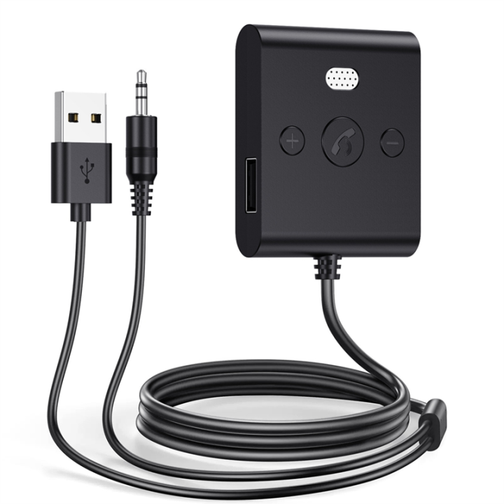 Bluetooth 5.4 AUX Car Adapter Wtih Mic Car Kit Handsfree Calls Music