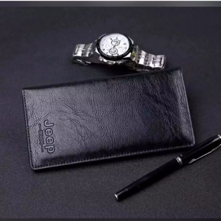 Jeep Long Black High quality Stylish Artificial Leather wallet for men