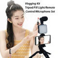 AY-49 Smartphone Vlogging Kit Wireless Control, Tripod, Fill Light & Microphone.