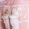 16 Pockets Clear Hanging Bag Socks Tie Bra Underwear Rack Hanger Storage Organizer Foldable Wardrobe Wall Door Back Hanging Bags. 