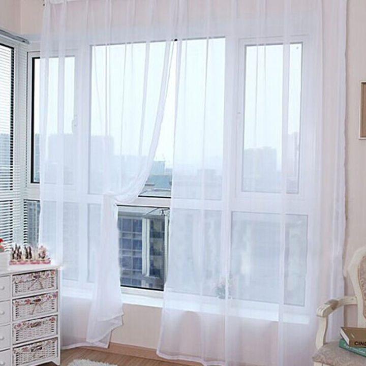 100x200cm%20Tulle%20Curtains%20Rod%20Pocket%20Curtains%20for%20Kitchen%20Living%20Room%20Solid%20Sheer%20Curtains%20Tulle%20on%20The%20Windows%20Drapes%20Curtains%20-%20Image%203