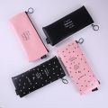 Cute Pink pencil case for girls Kawaii Black white Dot Pu Leather Pen Bag Stationery Pouch Office School Supplies Zakka escolar.