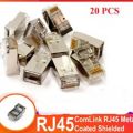 Rj45 কানেক্টর (ধাতব রক্ষিত) 20 পিস cat5e cat6 এর সাথে সামঞ্জস্যপূর্ণ. 