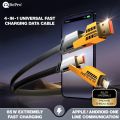 Multifunctional Mecha 4 in 1 Fast Charging 65watt PD Cable with Data Transfer for iPhone, Samsung and Others.