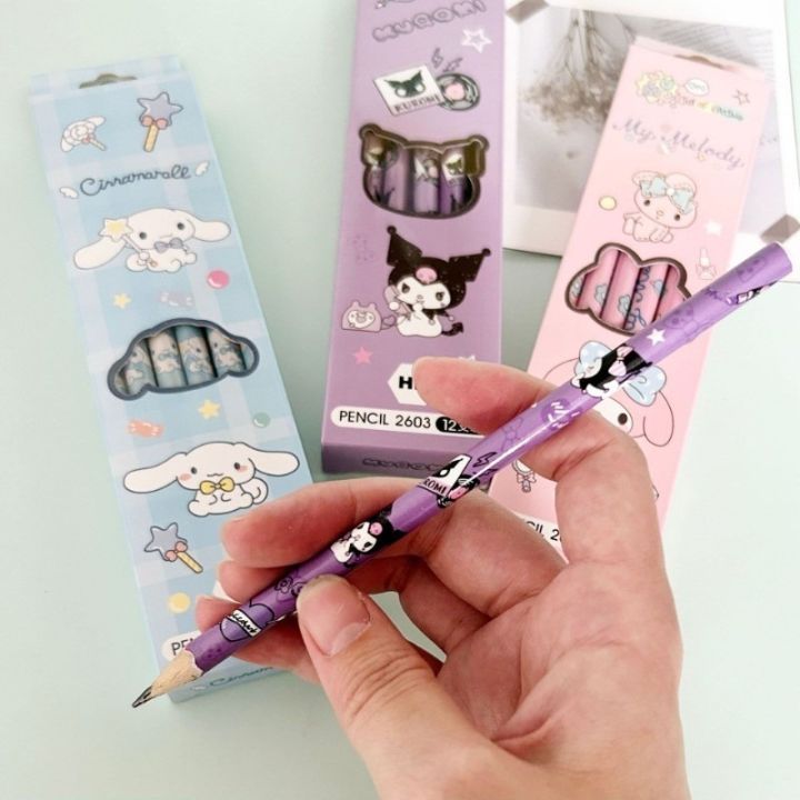 12%20Pieces/set%20Sanrio%20Pencil%20Cute%20Hello%20Kitty%20Kuromi%20Cinnamoroll%20My%20Melody%20Students%20Stationery%20HB%20Black%20Write%20Draw%20School%20Children%20Boxed%20PenGift%20-%20Image%208