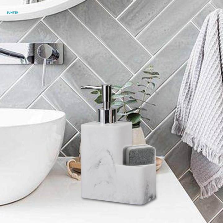 350ml%20Dish%20Soap%20Dispenser%20Pump%20Bottle%20Organizer%20Holder%20with%20Storage%20Compartment%20Marble%20Surface%20Refillable%20for%20-%20Image%202
