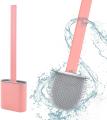 Wall-mounted Silicone Toilet Cleaning Brush With Quick Drying Holder Set Soft Brush Flat Head Gap Bathroom Accessories.