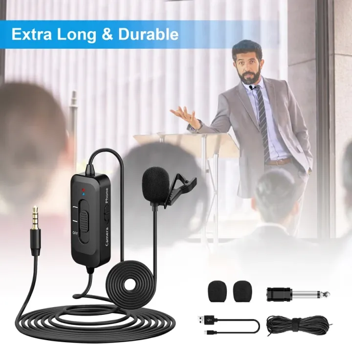 MAMEN%203.5mm%20Plug%20Lavalier%20Microphone%20with%208m%20Long%20Cable%20for%20Camera%20Smartphone%20Laptop%20Interview%20Vlog%20Recording%20Microphone%20-%20Image%202