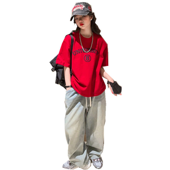 Girls%20summer%20short%20sleeve%20wide-leg%20jeans%20set%20for%20middle%20and%20big%20children%20fashionable%20foreign%20style%20summer%20pants%20for%20girls%20Korean%20summer%20dress%20-%20Image%205