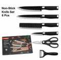 Evcrierh 6 Pcs Non-Stick Knife Set for Kitchen, Super Sharp high Carbon Stainless Steel Material.