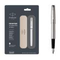Parker Frontier Stainless Steel Fountain Pen With Stainless Steel Trim. 