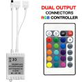 Dual Output Connectors 24 Keys Dc 12V 2 Ports Control Ir Remote Rgb Controller For Smd 2835 3528 5050 Led Strip - Rgb Led Strip Light - Rgb Light - rgb light. 