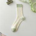 suxinaimin Spring and Summer New Socks Women's Japanese Style Mid-Calf High Length Cotton Socks Versatile Contrast Color Thin Bunching Socks.