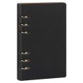 A5 Notebook 6 Holes PU Leather Cover Notebook Loose Pocket Leather Refillable Notebook Binder Rings Journal (Black). 
