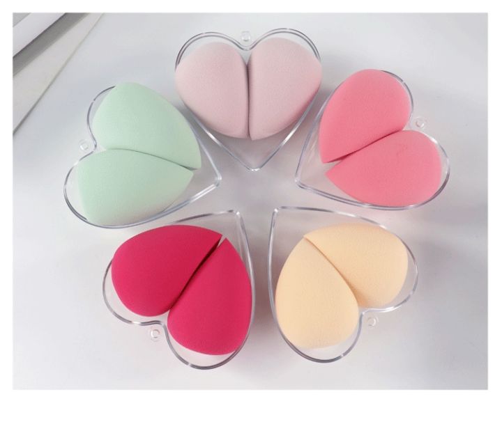 Creative new heart-shaped powder puff makeup tool that becomes bigger when exposed to water, and does not absorb powder when applying makeup -1box