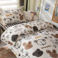 insBed Sheet Four-Piece Cartoon Amusement Park Non-Slip Bed Sheet Double Quilt Cover Student Dorm Bedding.