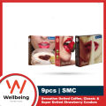 Sensation Mix - 3x3=9pcs-1 Pack Dotted Coffee Condom, 1 Pack Dotted Classic Condom & 1 Pack Super Dotted Strawberry Condom. 
