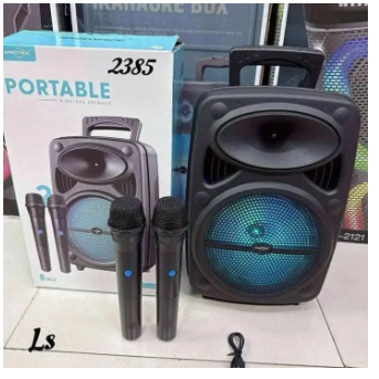 GTS 2385 Portable Rechargeable 8 inch Wireless Speaker With 2 Wireless Microphone Karaoke