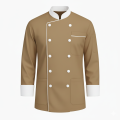 Double-Breasted Micro Twill Chef Coat – Stylish Mandarin Collar Design.