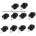 10Pcs- BLACK Color DC 30V 1A Flashlight Latching ON OFF Mini Push Button Switch 17x12x9.5mm For Table Lamp Flashlight Button LED Torch Light Switches DIY.